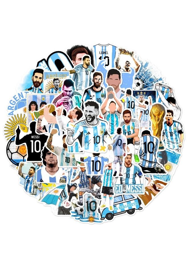 Generic - 50-Piece Messi Stickers, World Cup Football Sticker, Waterproof Stickers for Laptop,Skateboard, Water Bottles,Computer,Phone,Guitar, Stickers for Kids Teens Adult - Image 1