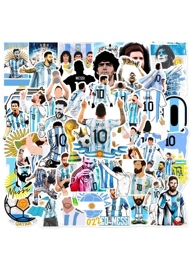 Generic - 50-Piece Messi Stickers, World Cup Football Sticker, Waterproof Stickers for Laptop,Skateboard, Water Bottles,Computer,Phone,Guitar, Stickers for Kids Teens Adult - Image 1