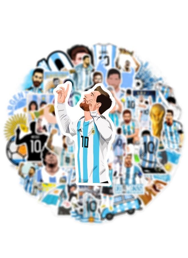 Generic - 50-Piece Messi Stickers, World Cup Football Sticker, Waterproof Stickers for Laptop,Skateboard, Water Bottles,Computer,Phone,Guitar, Stickers for Kids Teens Adult - Image 1