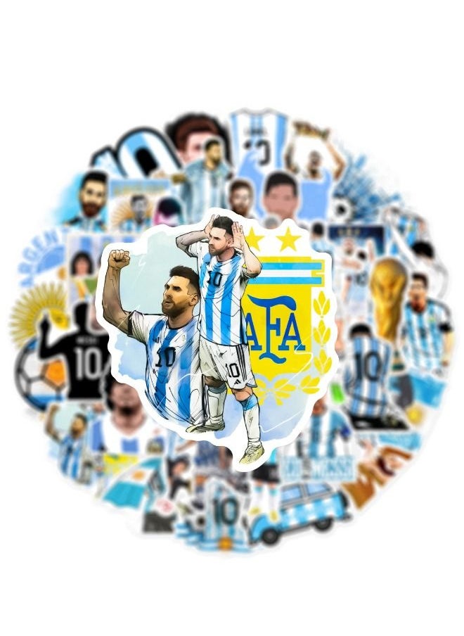 Generic - 50-Piece Messi Stickers, World Cup Football Sticker, Waterproof Stickers for Laptop,Skateboard, Water Bottles,Computer,Phone,Guitar, Stickers for Kids Teens Adult - Image 1