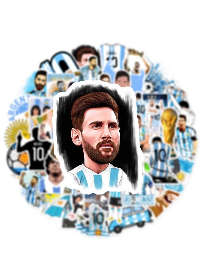 Generic - 50-Piece Messi Stickers, World Cup Football Sticker, Waterproof Stickers for Laptop,Skateboard, Water Bottles,Computer,Phone,Guitar, Stickers for Kids Teens Adult - Image 1