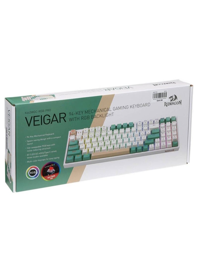ريدراجون Redragon VEIGAR K643 90% RGB Mechanical Gaming Keyboard, 94 Keys  - Image 5