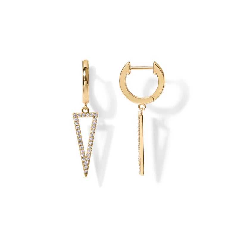 PAVOI 14K Gold Plated S925 Sterling Silver Post Drop/Dangle Huggie Earrings for Women | Dainty Earrings (Triangle, Yellow Plated) - Image 1