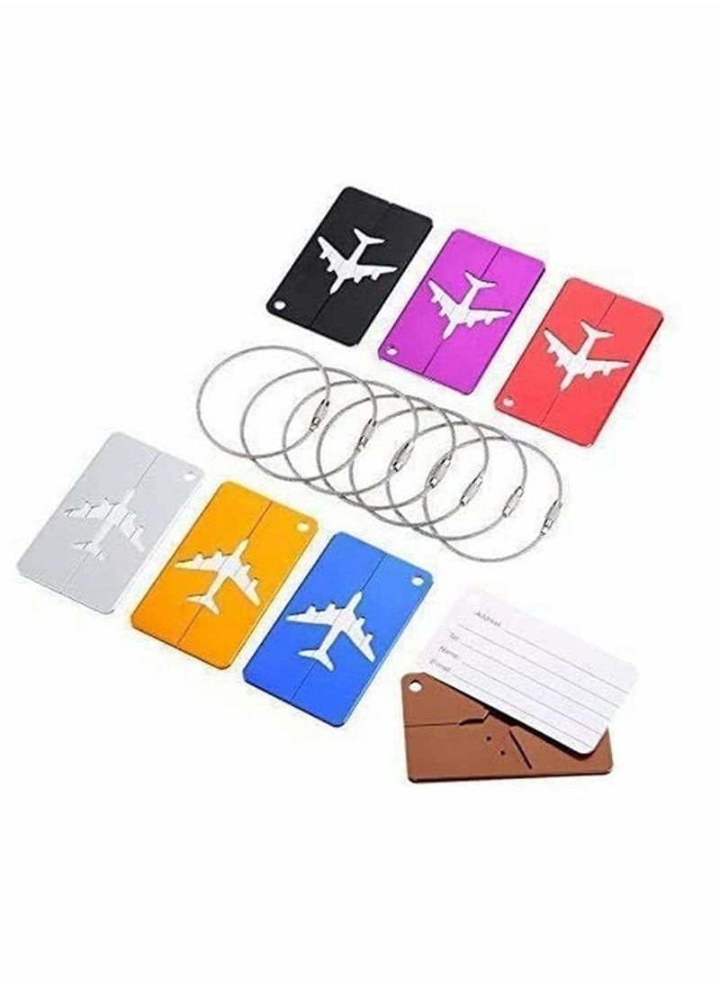 Y&D Luggage Tags, 7 Pack Aluminium Alloy Travel Suitcase Identifier Multicolor Bag Labels Baggage Name Address Label Accessories with Screw Chain  - Image 4