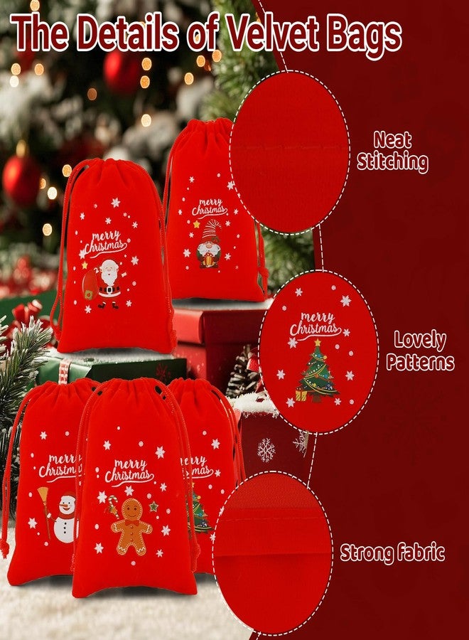 Tapleap Small Christmas Gift Bags with Drawstring, 50Pcs 3x4 Red Coth Jewelry Bags Bulk, Mini Velvet Pouch for Wrapping Holiday Party Favors or Gifts for Friends, Kids Class, Customers - Image 3