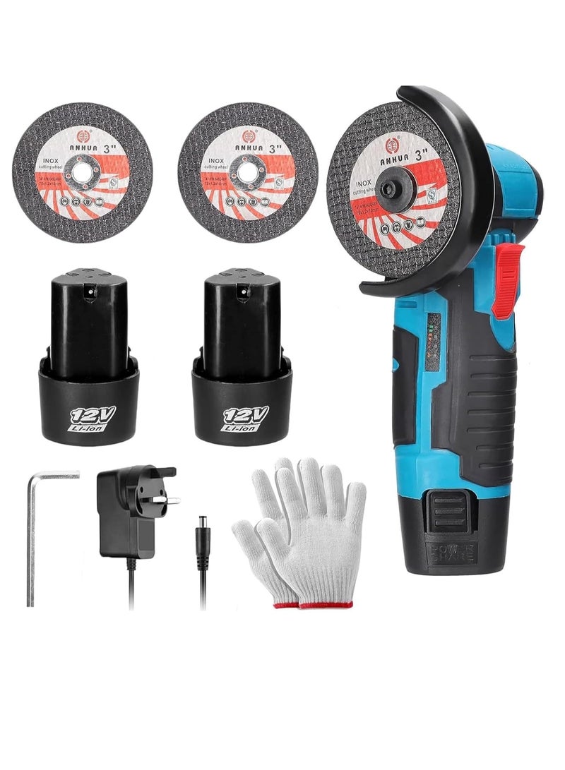 12V mini rechargeable wireless polishing machine with lithium battery and charger, 76MM diameter grinding wheel mini Angle grinder set - Image 2