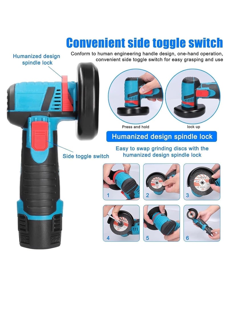 12V mini rechargeable wireless polishing machine with lithium battery and charger, 76MM diameter grinding wheel mini Angle grinder set - Image 4