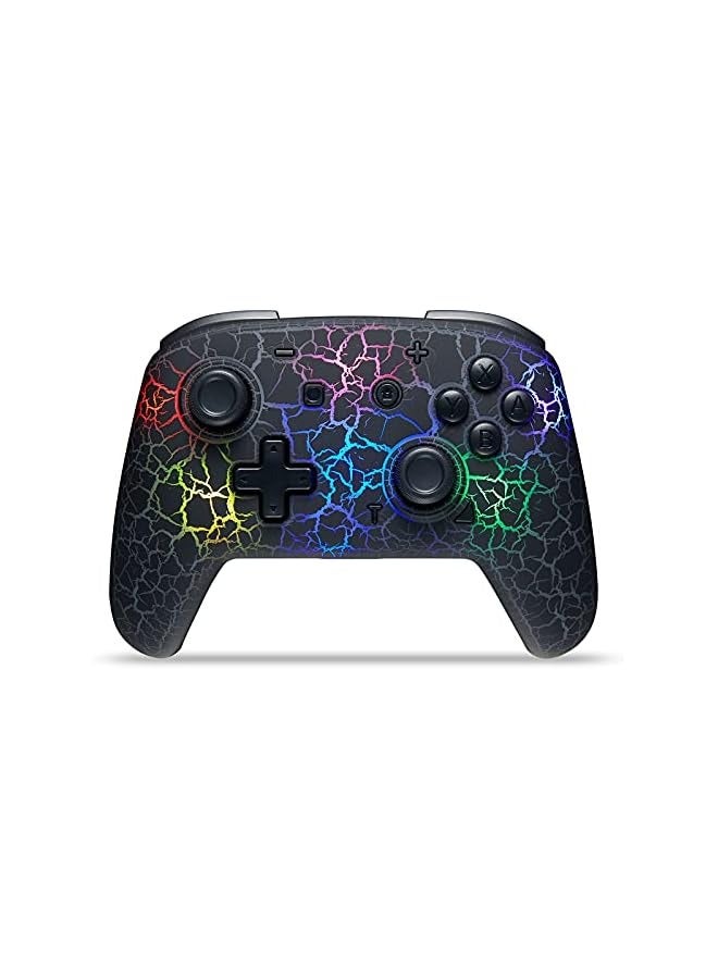 PROMASS Switch Controller, Wireless Switch Pro Controller for Switch/Switch Lite/Switch OLED, 8 Colors Adjustable LED Wireless Remote Gamepad with Unique Crack/Turbo/Motion Control (Black) - Image 1