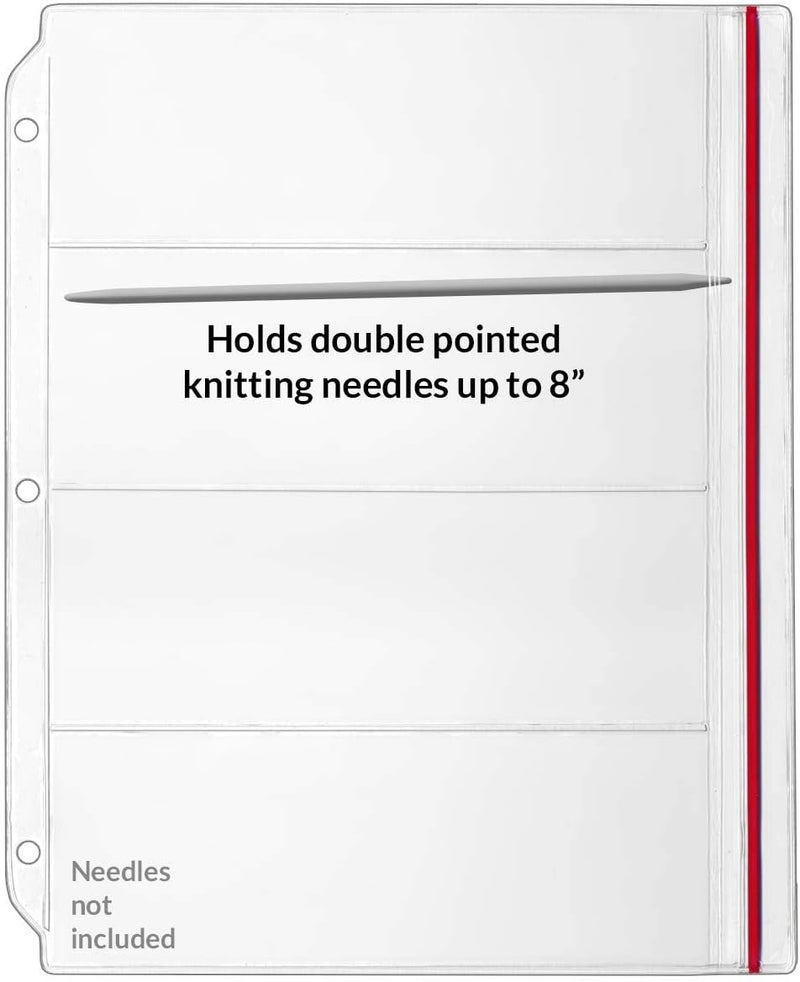 SMART+ StoreSMART - Zipper Binder Page for 8" Double Pointed Knitting Needles, Holds 4 Sets - 25-Pack - DP600-4-25pack - Image 4