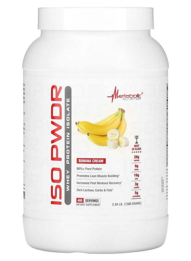ISOpwdr Whey Protein Isolate Banana Cream 3.04 lb (1380 g)