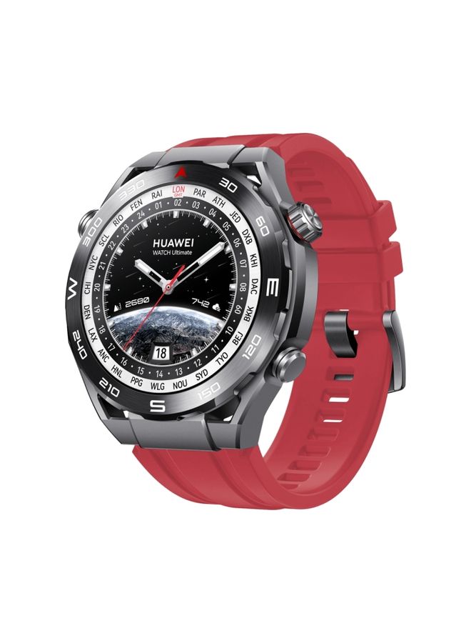 حزام بديل 2 قطعة نمط عادي لساعات هواوي ألتيميت حزام ساعة سيليكون بديل أحمر