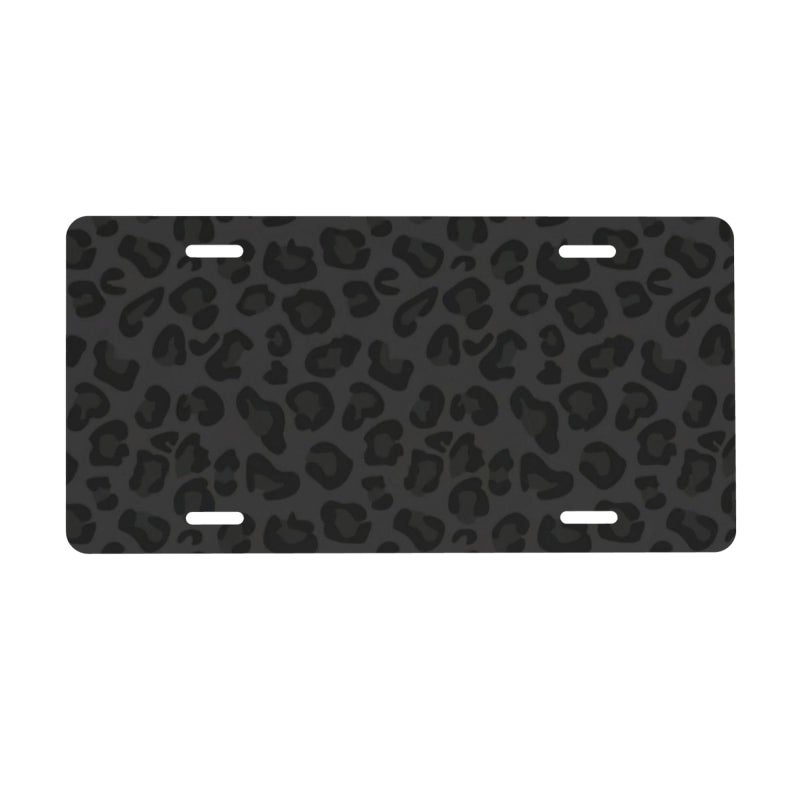 CTVSLFU Front License Plate Cover â€“ Aluminum Metal Car Accessory, Rust-Proof Novelty Vanity Tag Decor for Men & Women, 6x12 with 4 Holes - 043 Black Leopard - Image 1
