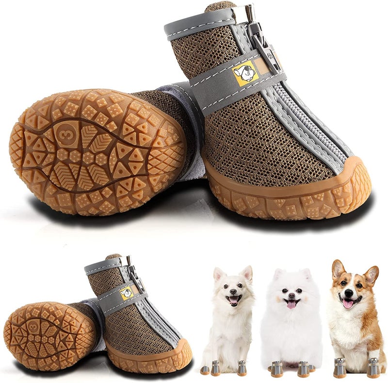 KUTKUT Dog Shoes for Hardwood Floors | Breathable pet Boots with Anti-Skid Rugged Sole | Summer Dog Booties | Pet Hiking Boots with Reflective & Adjustable Strap Zipper Closure for Small Medium Dogs - Image 1