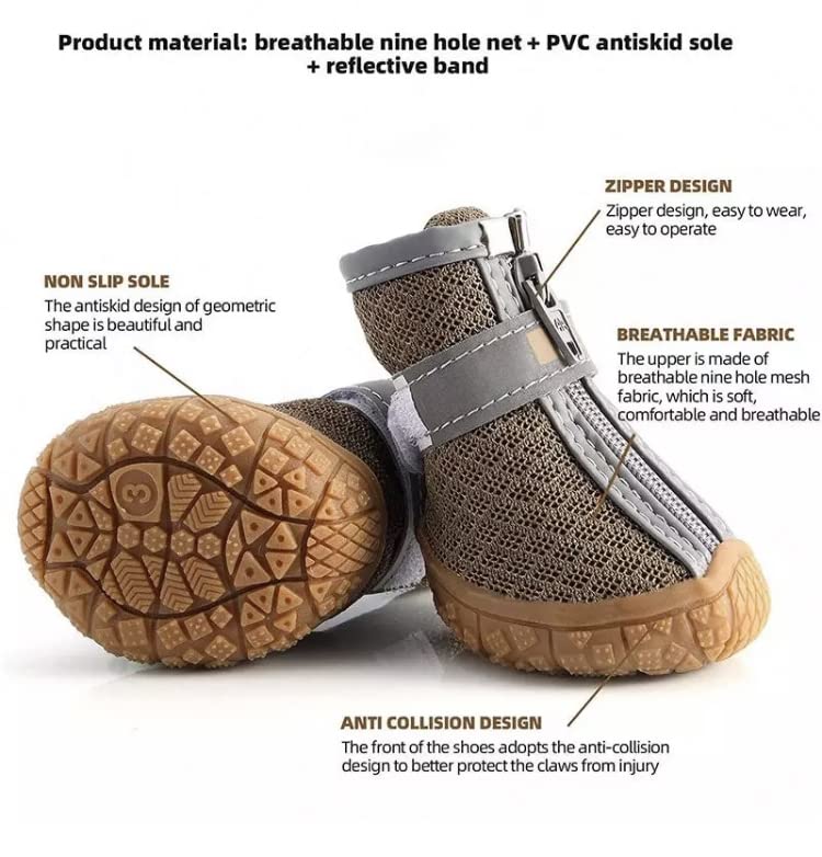 KUTKUT Dog Shoes for Hardwood Floors | Breathable pet Boots with Anti-Skid Rugged Sole | Summer Dog Booties | Pet Hiking Boots with Reflective & Adjustable Strap Zipper Closure for Small Medium Dogs - Image 3