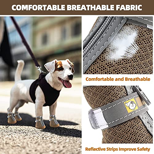 KUTKUT Dog Shoes for Hardwood Floors | Breathable pet Boots with Anti-Skid Rugged Sole | Summer Dog Booties | Pet Hiking Boots with Reflective & Adjustable Strap Zipper Closure for Small Medium Dogs - Image 2