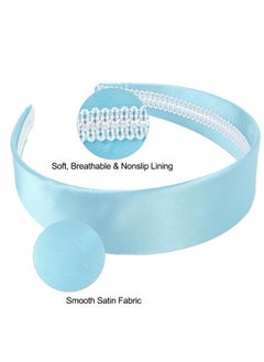 Wecoe Wecoe Sky Blue Headband 1.6 Inch Wide Silk Satin Headband Women Non Slip Fashion Plain Head Band Solid Hair Band DIY Holiday Hair Accessories for Women Girls Diademas Para Mujer Gifts  - Image 5