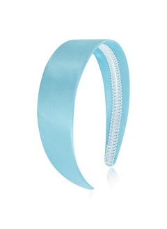Wecoe Wecoe Sky Blue Headband 1.6 Inch Wide Silk Satin Headband Women Non Slip Fashion Plain Head Band Solid Hair Band DIY Holiday Hair Accessories for Women Girls Diademas Para Mujer Gifts  - Image 1