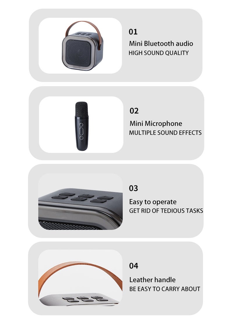 Generic - Portable Bluetooth Karaoke Machine with 2 Wireless Microphone for Kids Adults Mini Bluetooth Speaker with 2 Wireless Mics for Home Party Outdoor - Image 1
