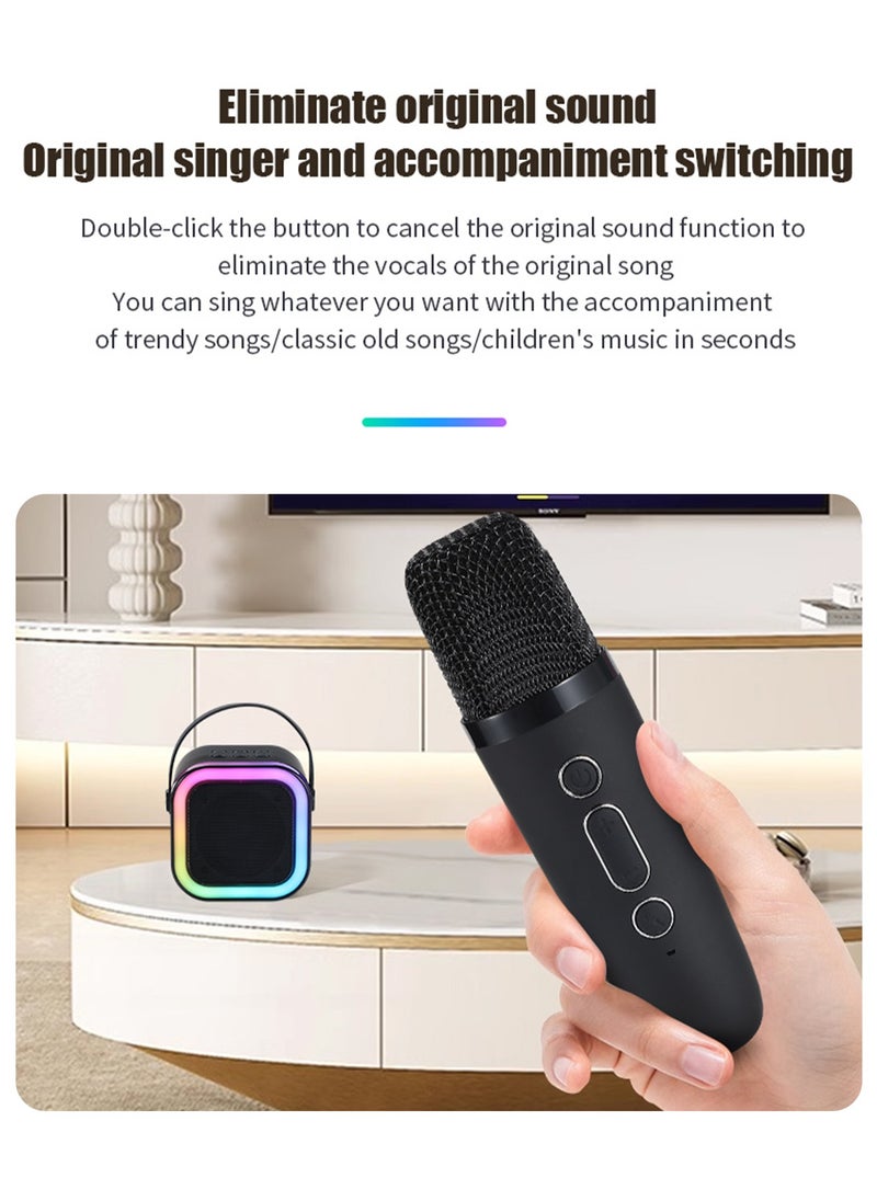 Generic - Portable Bluetooth Karaoke Machine with 2 Wireless Microphone for Kids Adults Mini Bluetooth Speaker with 2 Wireless Mics for Home Party Outdoor - Image 1