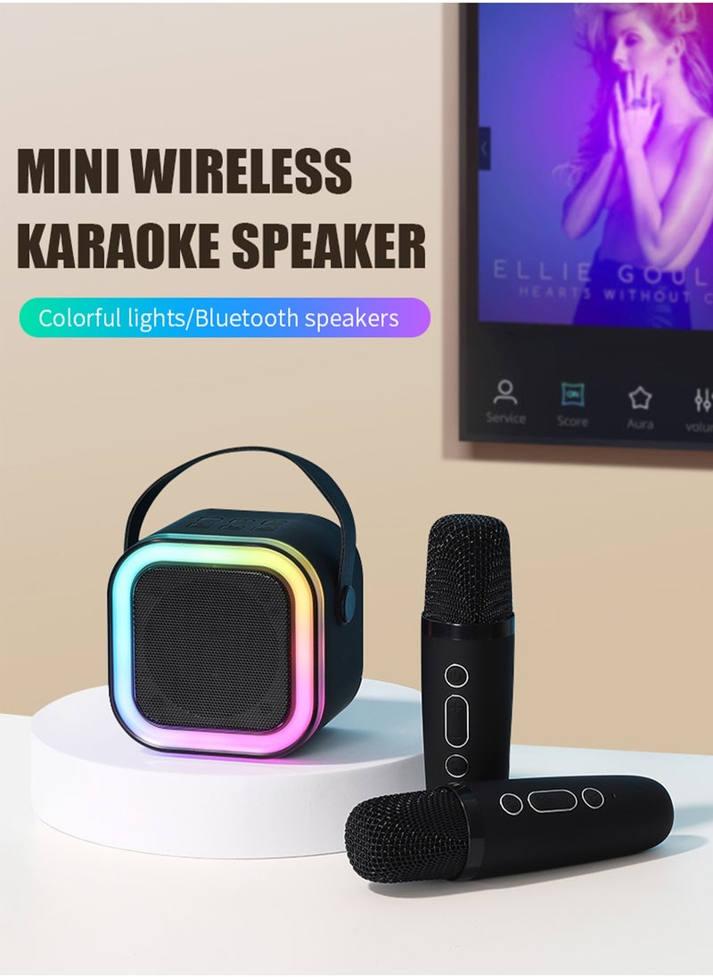 Generic Portable Bluetooth Karaoke Machine with 2 Wireless Microphone for Kids Adults Mini Bluetooth Speaker with 2 Wireless Mics for Home Party Outdoor  - Image 3