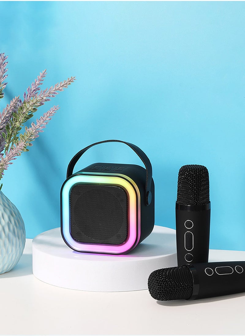 Generic - Portable Bluetooth Karaoke Machine with 2 Wireless Microphone for Kids Adults Mini Bluetooth Speaker with 2 Wireless Mics for Home Party Outdoor - Image 1