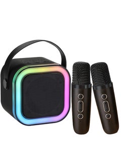 Portable Bluetooth Karaoke Machine with 2 Wireless Microphone for Kids Adults Mini Bluetooth Speaker with 2 Wireless Mics for Home Party Outdoor