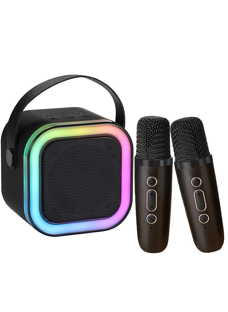 Generic Portable Bluetooth Karaoke Machine with 2 Wireless Microphone for Kids Adults Mini Bluetooth Speaker with 2 Wireless Mics for Home Party Outdoor  - Image 1