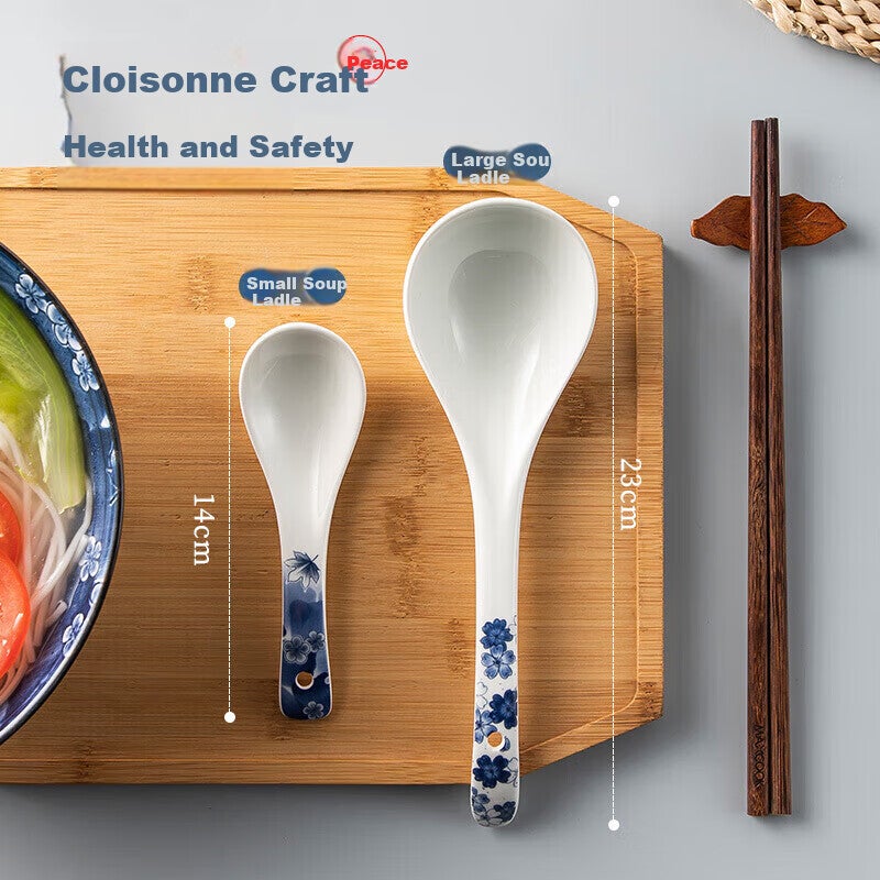 MAXCOOK شوربة ملعقة أرز ملعقة كبيرة سيراميك ملعقة تقديم ملعقة شوربة على الطريقة اليابانية ملعقة كبيرة 9 بوصات نمط جمالي قطعة واحدة MCCU4544 - Image 4