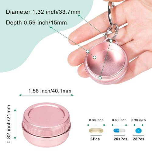 SOBAHIDO Daily Metal Carrying Case Portable Keychain Pill Holder Waterproof Small Travel pill Container for Earplugs Coins Compatible with Loop Eargasm Vibes Compact Mini Purse Pill Box Pink - Image 5