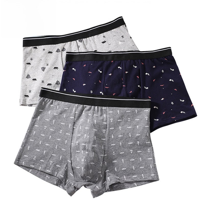 New Langsha cotton men''s underwear printed comfortable breathable boxer shorts sexy mid-waist boxed shorts men''s wholesale - Image 4