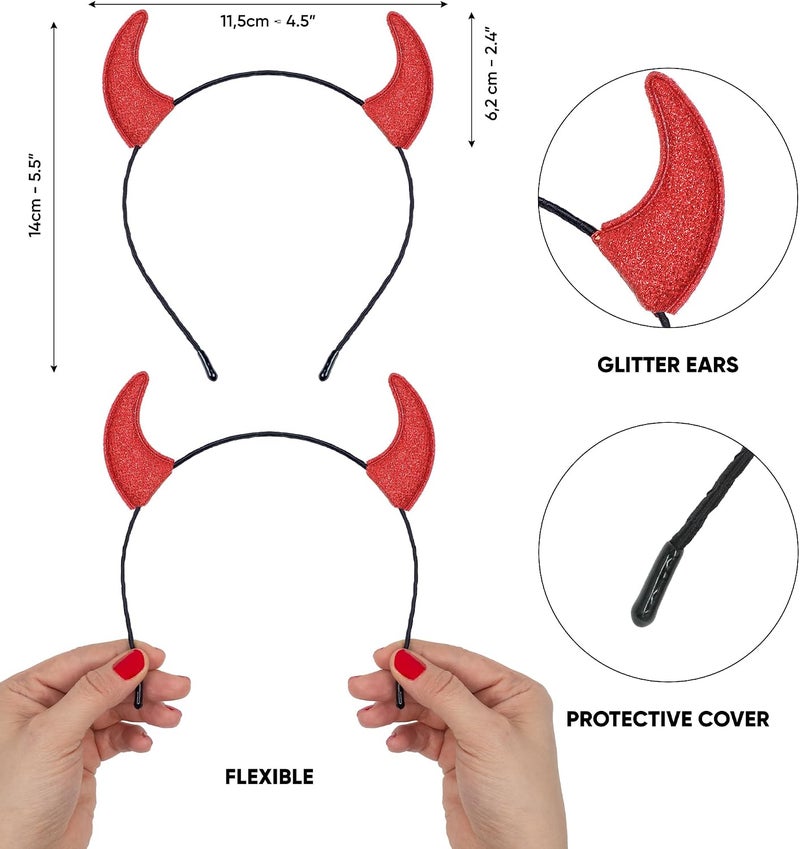 Cheerin أغطية الرأس “ Angel Halo and Devil Horns” – بيضاء وحمراء – إكسسوارات للزي - Image 3