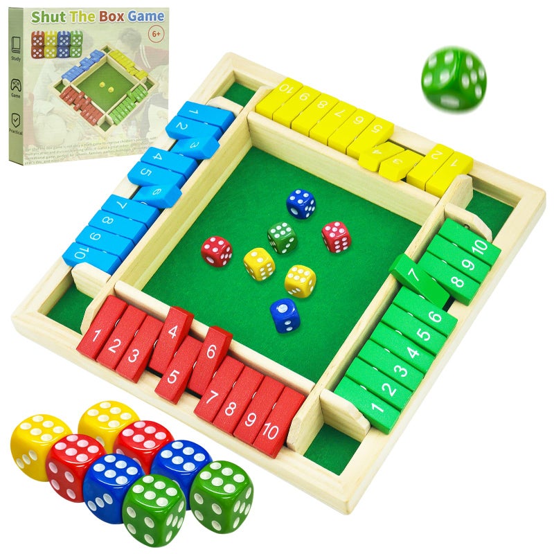 rytopt Shut The Box Game Stocking Stuffers 24 Player Family Wooden Board Table Math Games Board Games Valentines 8 Dices Tabletop Toys for School Supplies Christmas Party Favors 86 Inches - Image 3