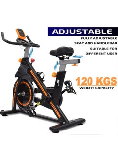Sky Land Indoor Cycling Stationary Bike with Adjustable Seat & Handlebar | Exercise Spin Bike With 13kg Flywheel for Quiet Home Gym Cardio Workouts – Orange  - Image 3