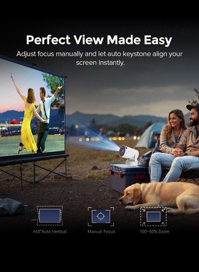 Wownect Mini Smart Projector |180 ANSI Lumens |12000mAh Battery | Android 13 | 4K Support |Auto Keystone |2.4G/5G WiFi |BT5.4 |Portable LED Projector |2+16GB | Up to 130" Display | HDMI/USB HY300 PRO MAX White - Image 3