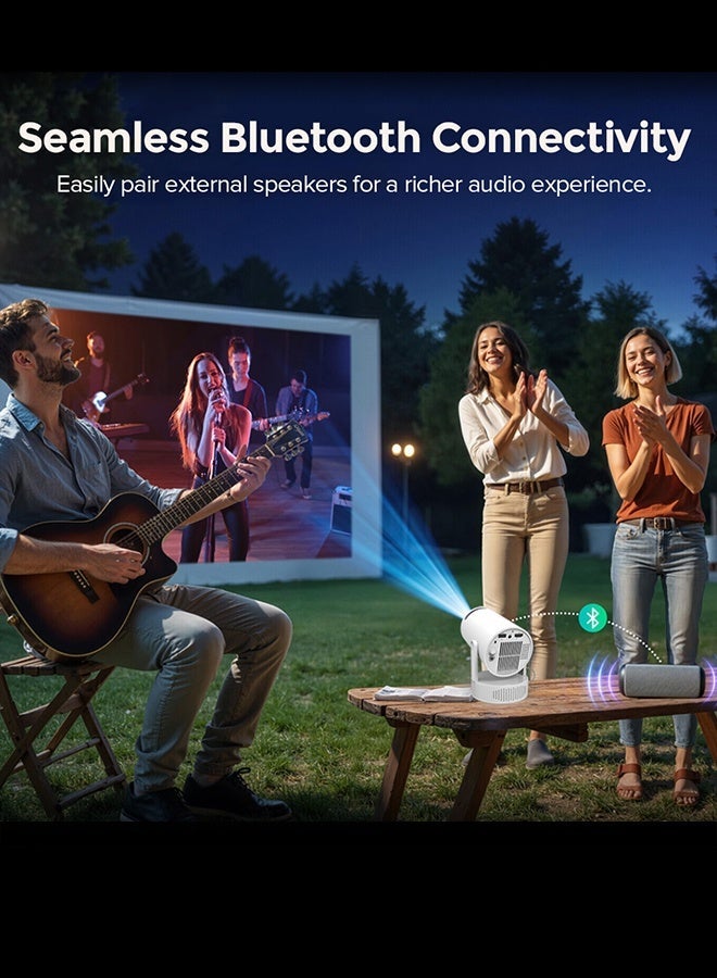 Wownect Mini Smart Projector |180 ANSI Lumens |12000mAh Battery | Android 13 | 4K Support |Auto Keystone |2.4G/5G WiFi |BT5.4 |Portable LED Projector |2+16GB | Up to 130" Display | HDMI/USB HY300 PRO MAX White - Image 4
