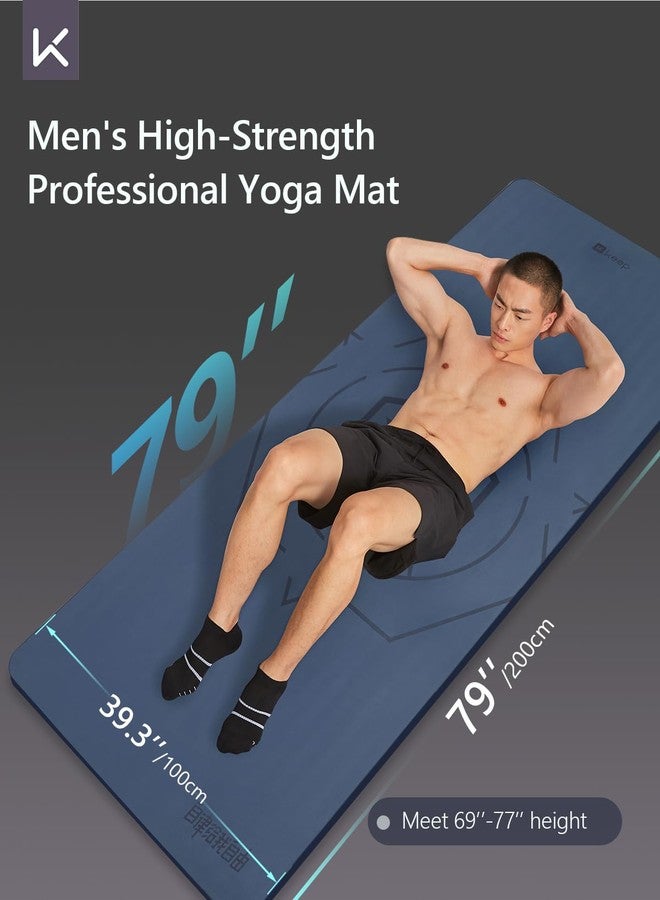 KEEP Large Yoga Mat 79"x39" for Men, 7mm Extra Thick & Oversized Exercise Mat, Non-Slip TPE Workout Mat for Home Gym, High-Density Anti-Tear Fitness Mat for Tall Users, Blue - Image 2