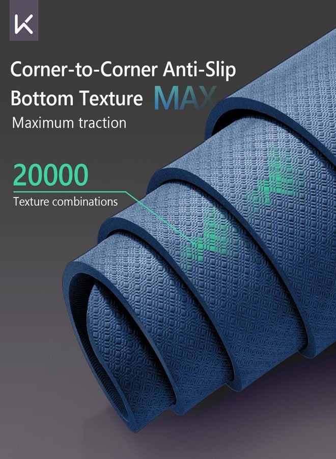 KEEP Large Yoga Mat 79"x39" for Men, 7mm Extra Thick & Oversized Exercise Mat, Non-Slip TPE Workout Mat for Home Gym, High-Density Anti-Tear Fitness Mat for Tall Users, Blue - Image 5