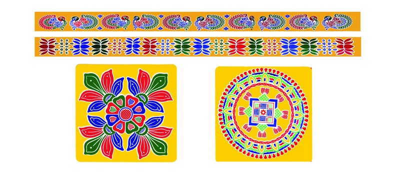ABS HERBALS : Rangoli Sticker, Kolam Sticker for : Wall, Tile, Floor, Steel Sticker [MEROON] [Modal : M2PCP2P Pack of 4Pcs] - Image 1