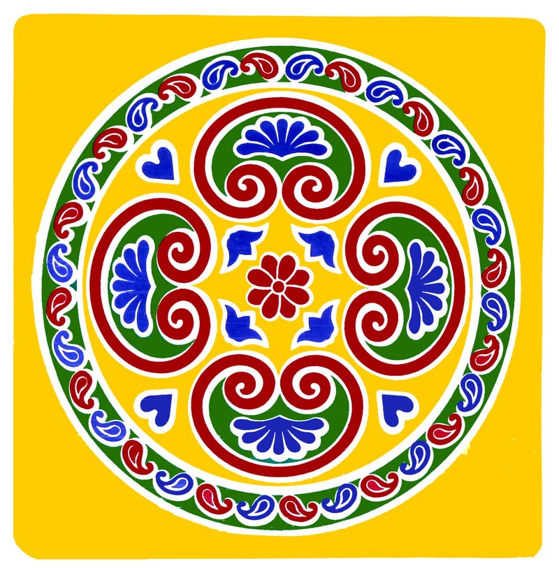 ABS HERBALS : Rangoli Sticker, Kolam Sticker for : Wall, Tile, Floor, Steel Sticker [MEROON] [Modal : M2PCP2P Pack of 4Pcs] - Image 3