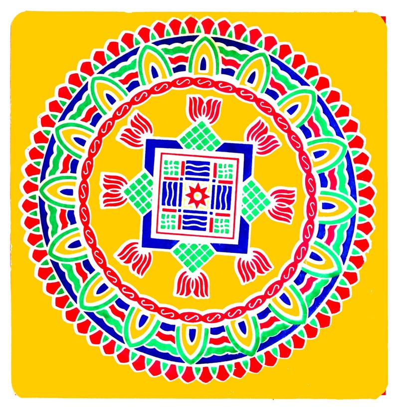 ABS HERBALS : Rangoli Sticker, Kolam Sticker for : Wall, Tile, Floor, Steel Sticker [MEROON] [Modal : M2PCP2P Pack of 4Pcs] - Image 4