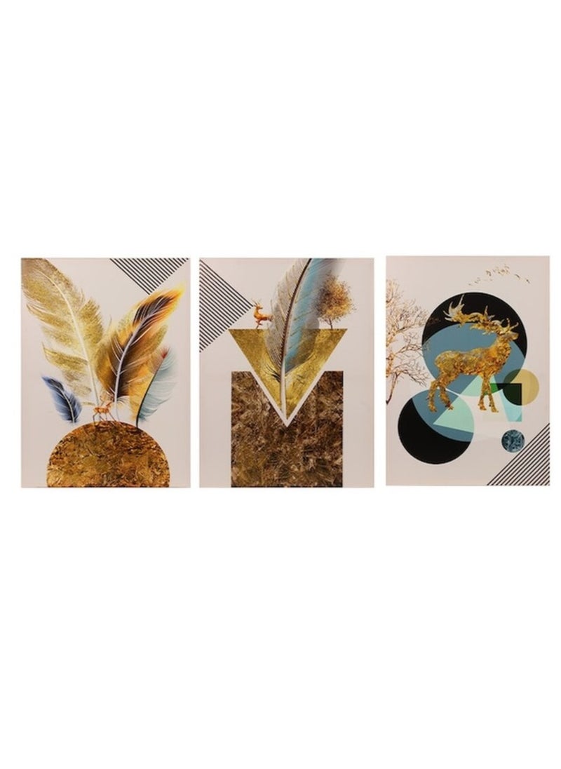 Tableau Wall Hanging High-quality digitally printed wall-mounted poster with a scratch-resistant and color-protective coating - 3pcs Multi color