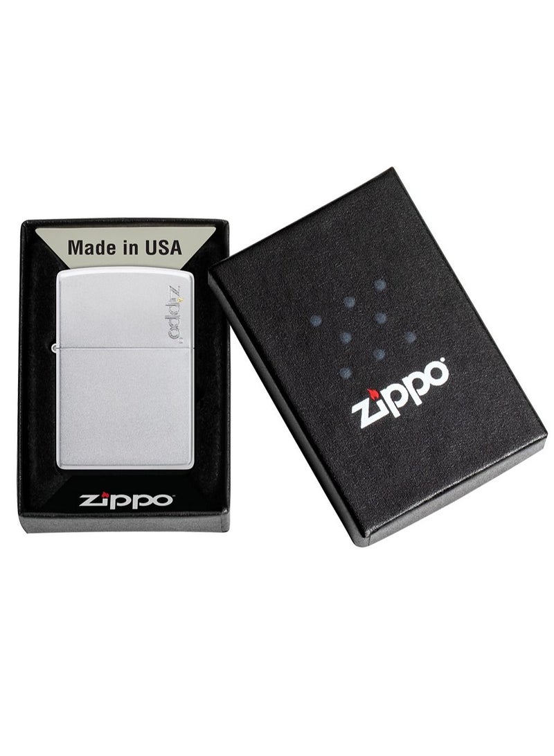 Ae184691 205 Bulus Zippo Logo Satin Chrome Windproof Lighter