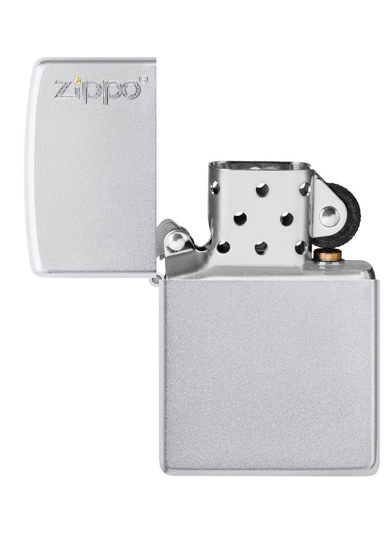 Ae184691 205 Bulus Zippo Logo Satin Chrome Windproof Lighter