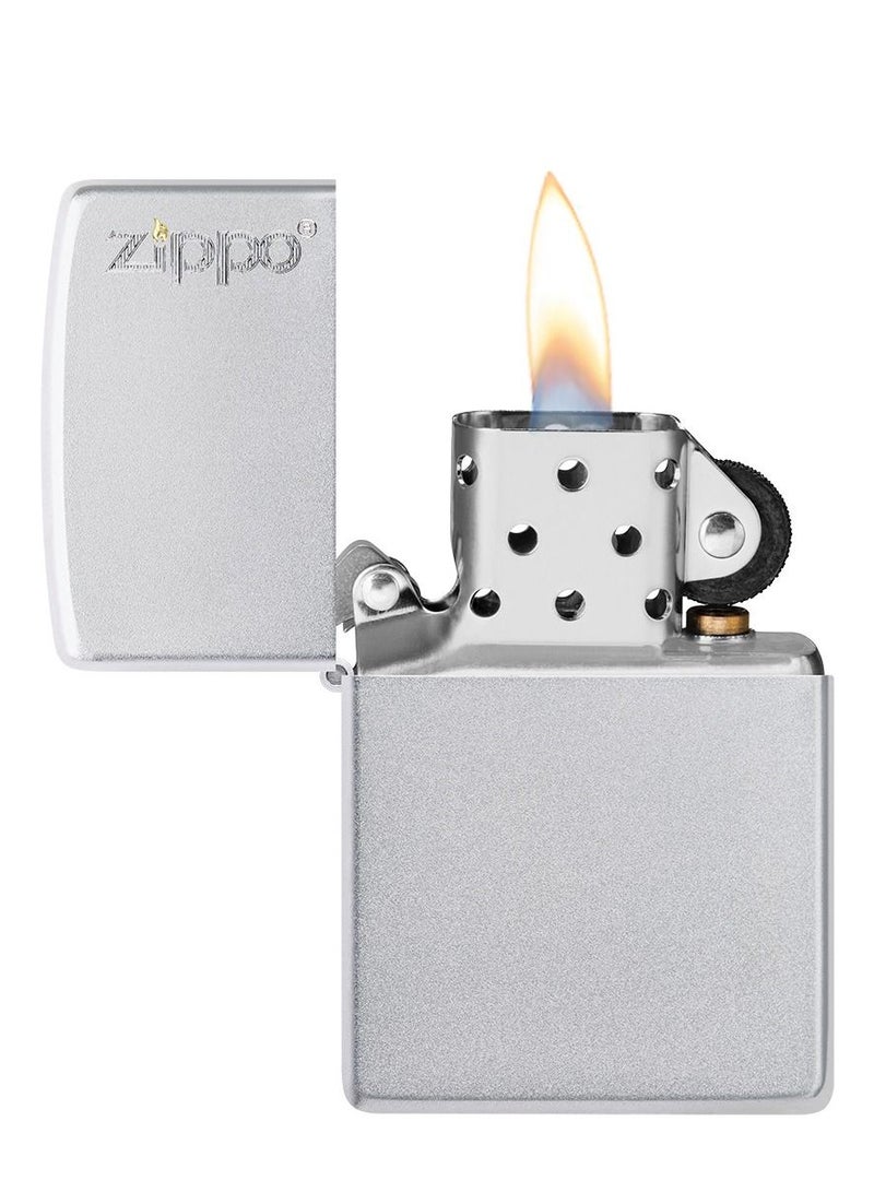 Ae184691 205 Bulus Zippo Logo Satin Chrome Windproof Lighter
