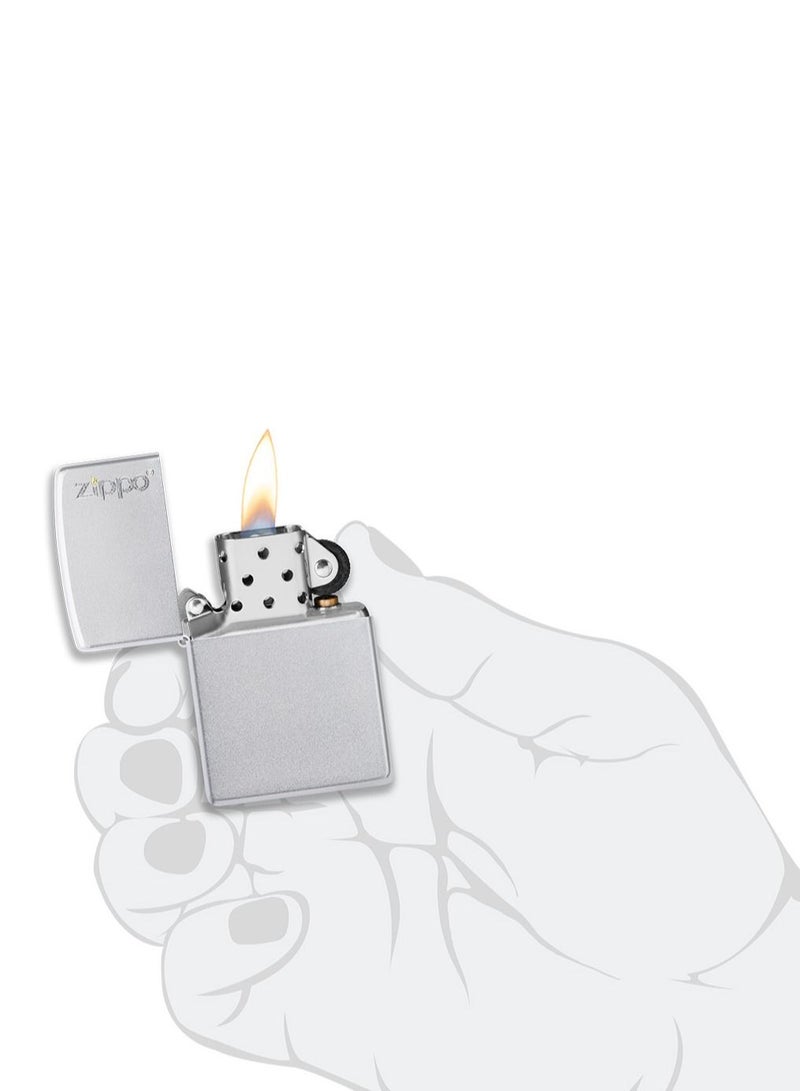 Ae184691 205 Bulus Zippo Logo Satin Chrome Windproof Lighter