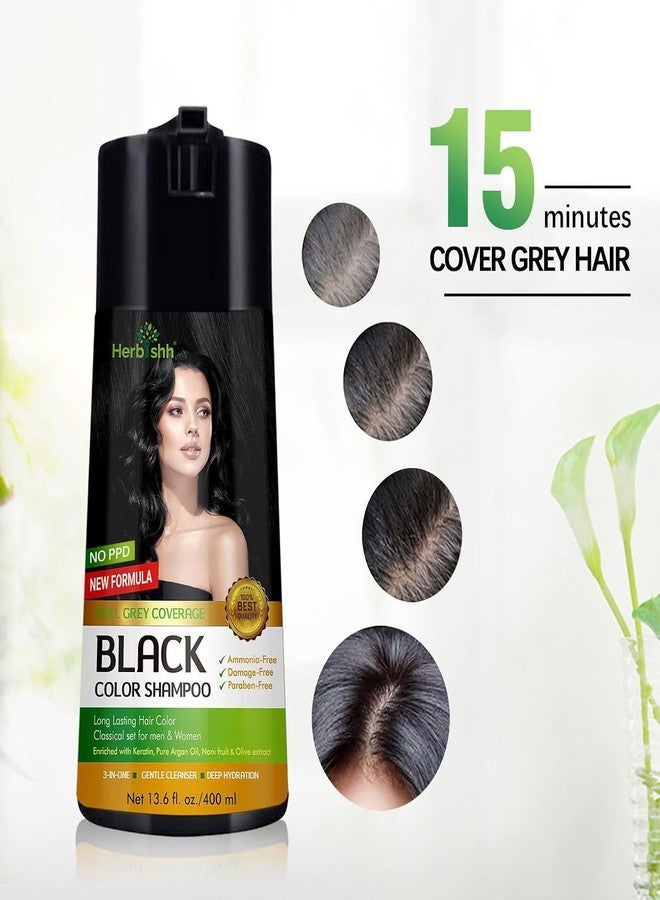 Herbishh Hair Colour Shampoo (Black, 400ml) with Hair Color Stain Remover Wipes- No PPD and Ammonia Hair and Beard Dye for Women and Men | Easy Grey Coverage with Safe Hair Colour Wipes for Skin - Image 3