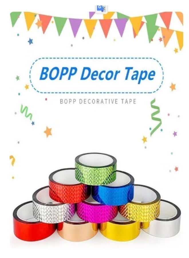 Party Souq 6PCS (12mmx 30 Meter each) Colourful Decorative Glitter Tape Rolls – Self-Adhesive Designer Craft Tape for DIY, Scrapbooking, Gift Wrapping & Decoration | Strong Adhesion, Sparkling Finish, Multi-Color Set for Home, School & Office Use - Image 4