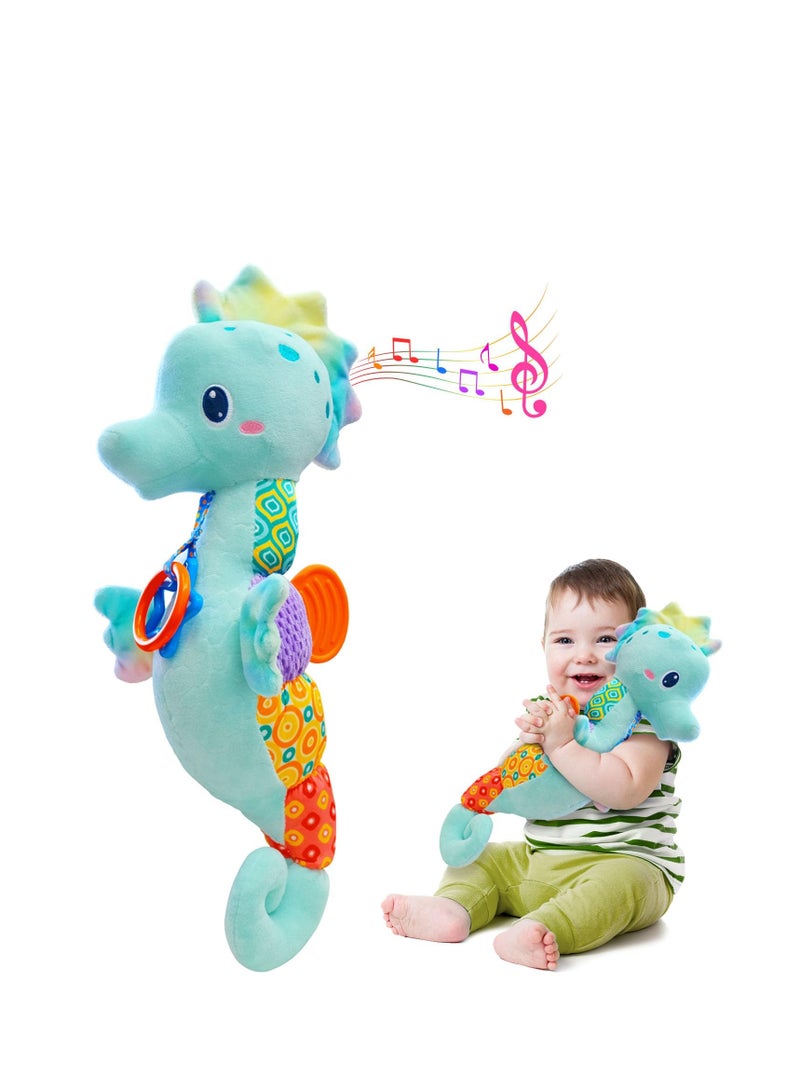 SYOSI Plush Musical Toys, Cute Stuffed Animal Infant Toys with Light & Sounds, Multi-Textures & Rattles, Baby Stuffed Wobble Musical Toy, Roly-Poly Sensory Toy Birthday Gift for Newborn Boys & Girls - Image 1