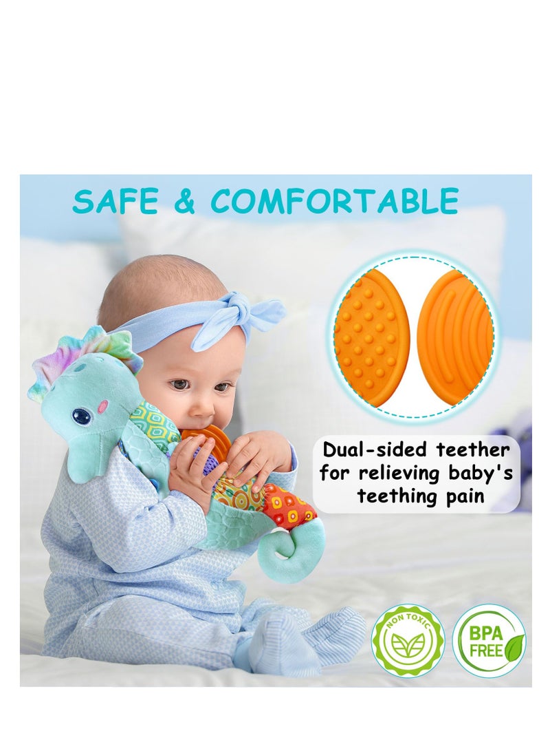 SYOSI Plush Musical Toys, Cute Stuffed Animal Infant Toys with Light & Sounds, Multi-Textures & Rattles, Baby Stuffed Wobble Musical Toy, Roly-Poly Sensory Toy Birthday Gift for Newborn Boys & Girls - Image 4