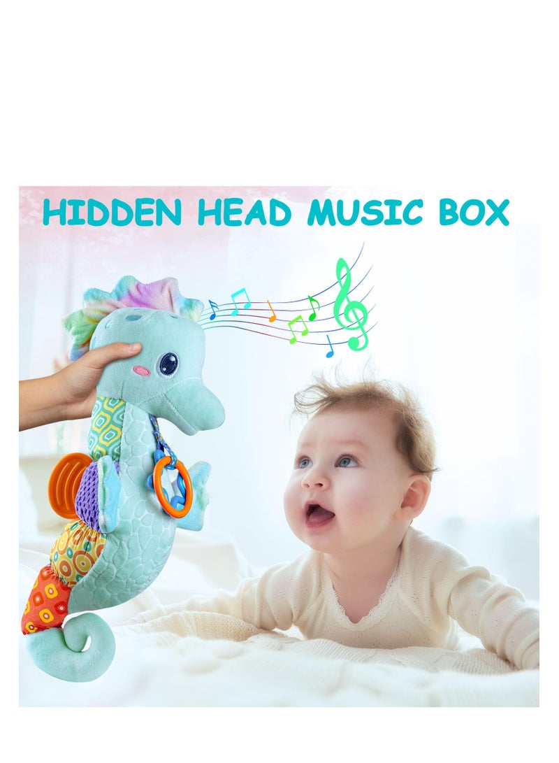 SYOSI Plush Musical Toys, Cute Stuffed Animal Infant Toys with Light & Sounds, Multi-Textures & Rattles, Baby Stuffed Wobble Musical Toy, Roly-Poly Sensory Toy Birthday Gift for Newborn Boys & Girls - Image 3